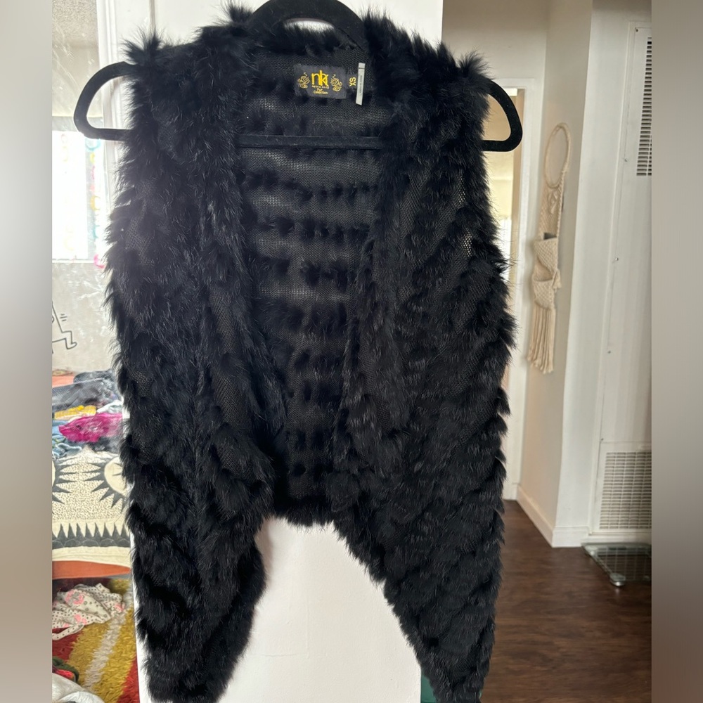 Beautiful real fur black vest vintage Size XS